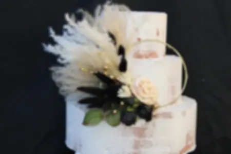 Cake Hoop Arrangement Natural Dried Flower, Italian Ruscus & Pampas Grass Black