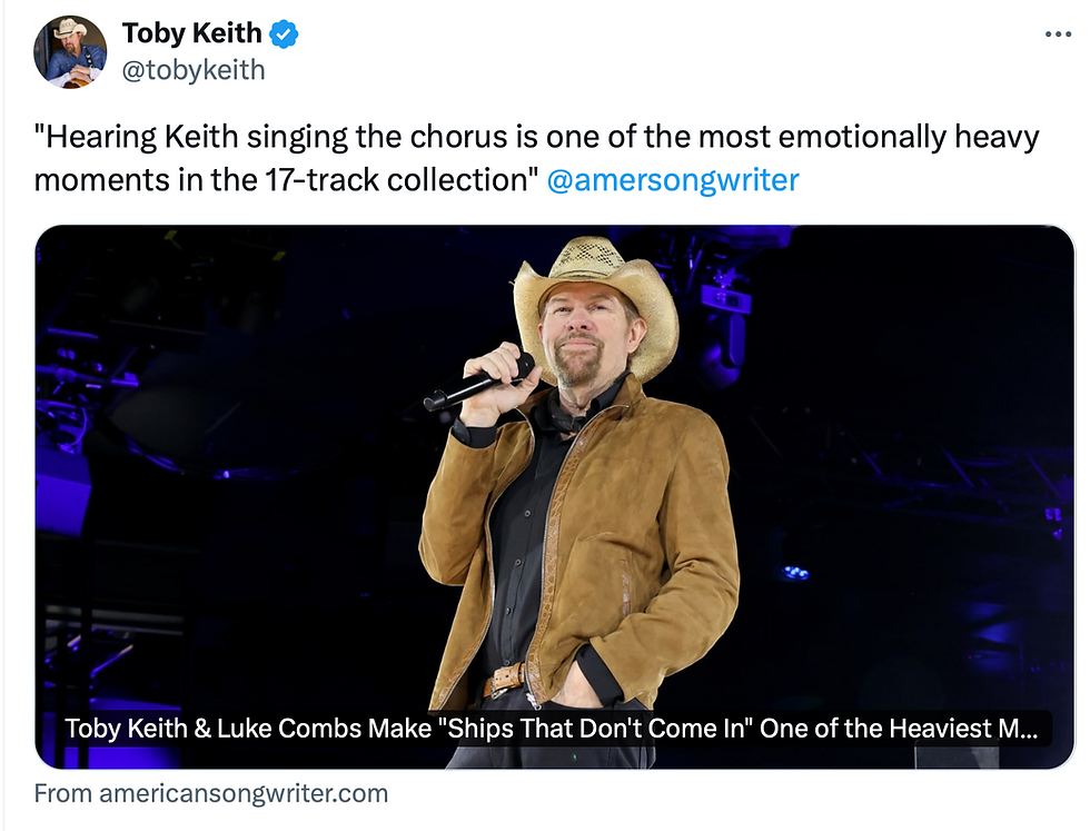TOBY KEITH's last song