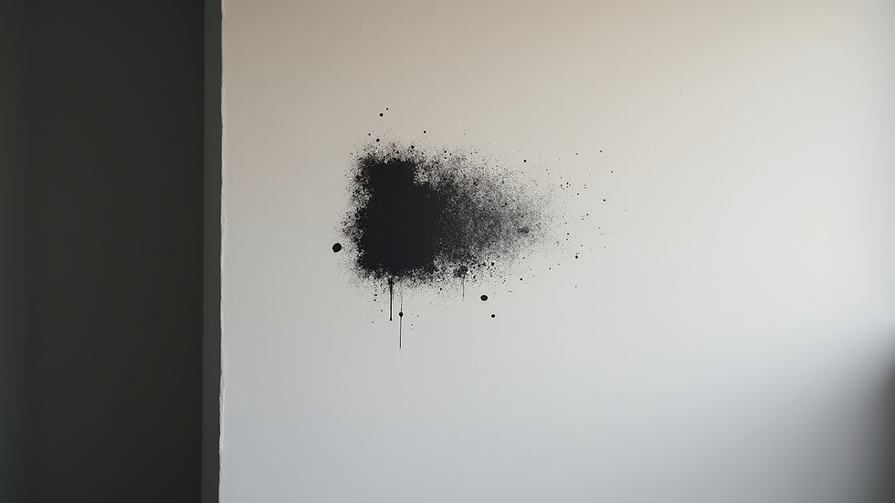 Vue rapprochée d’une tache de moisissure noire sur un mur intérieur