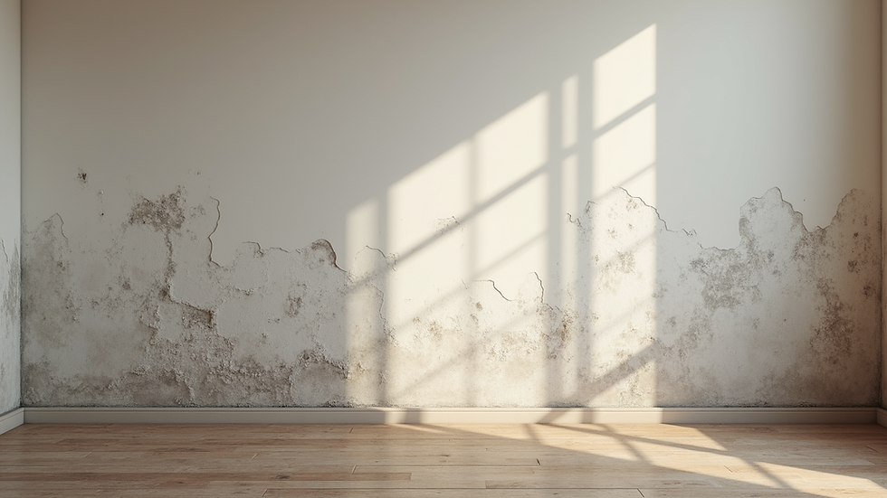 Vue rapprochée d’un mur endommagé par la moisissure dans une maison résidentielle