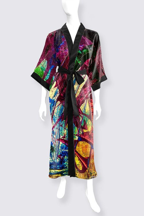 "Etherea" Phoenix Long Satin Kimono by MJH