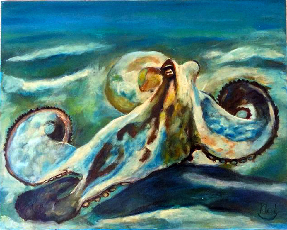 "Synchronized Symphony, octopus", 40x50 cm , oil on canvas