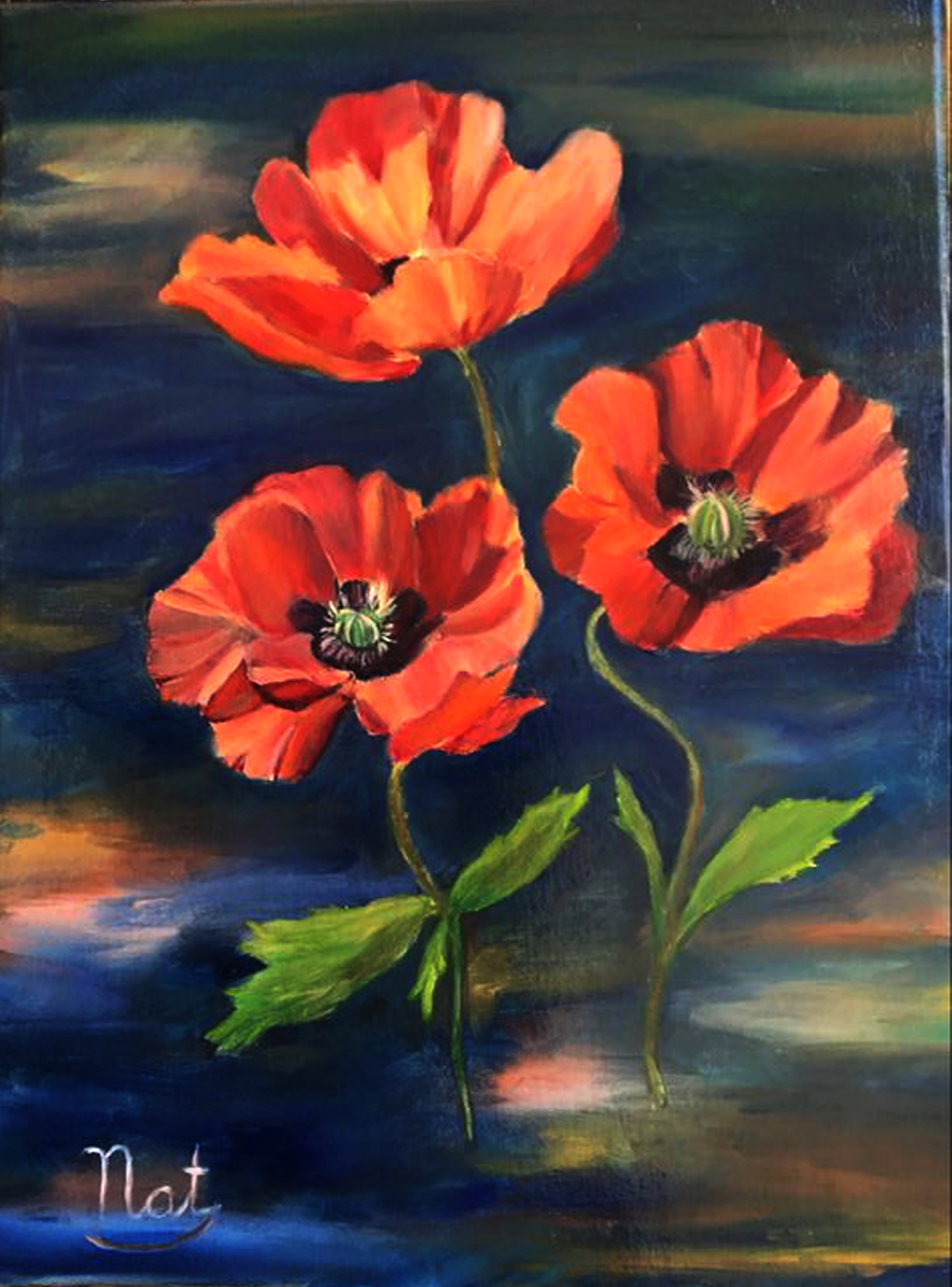 Thumbnail: "Flames of Summer", oil on canvas 30x50 cm