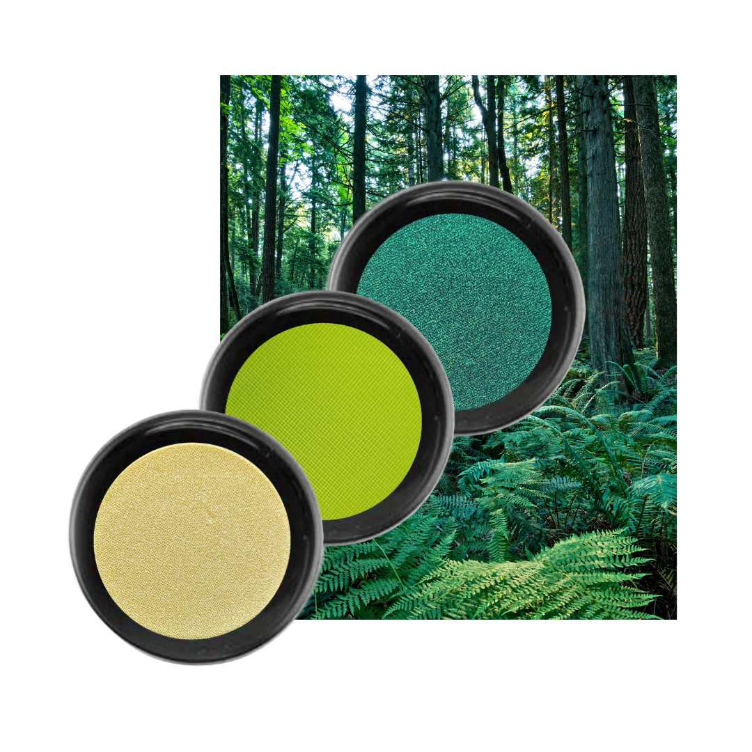 various green color micronized eyeshadow which is vegan and cruelty free