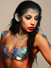 Avant garde makeup, woman with mermaid makeup