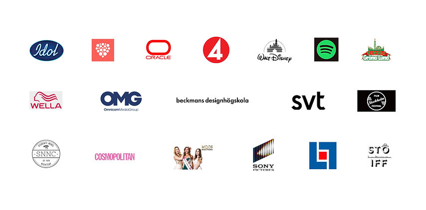 Logos of Make Up Institute Stockholm's Partners