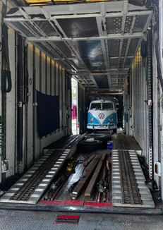 1964 vw Smaba bus in truck transporter heade to the East coast