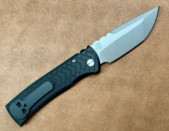 Thumbnail: Pro-Tech Knives Redencion Auto Black Tread Textured Stonewash Tanto S35VN Blade