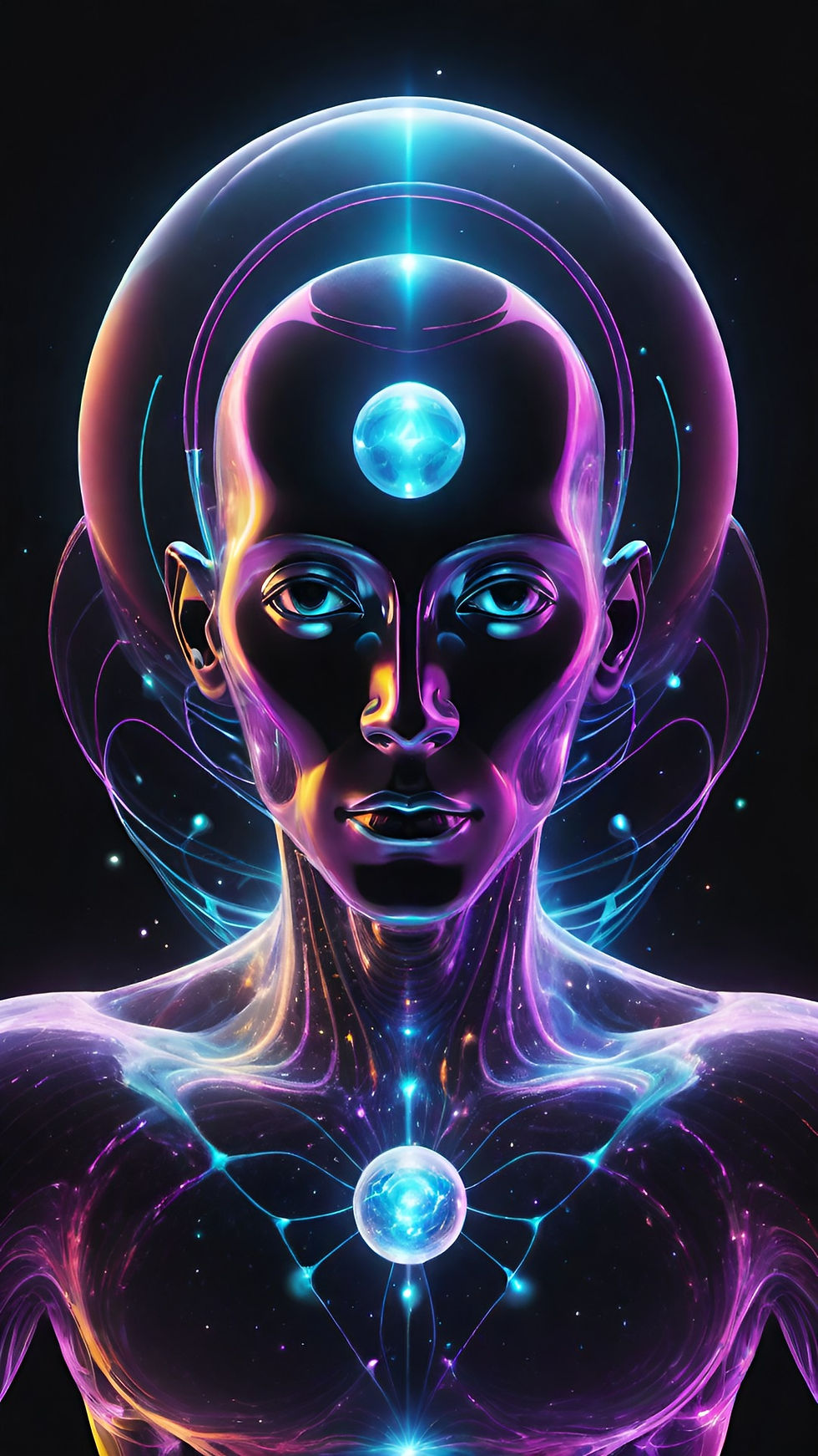 Colorful ethereal being in space