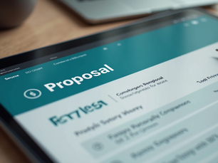 Close-up view of a digital workspace, highlighting a WIX price proposal template