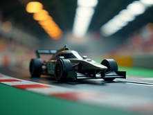 Close-up view of a well-maintained slot car on a racing track