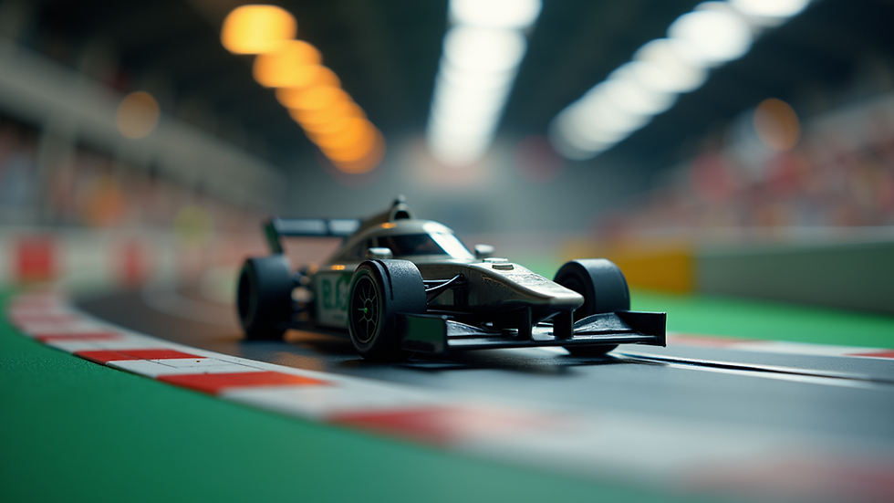 Close-up view of a well-maintained slot car on a racing track