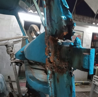 rusty van parts on Vintage VW during restoration.
