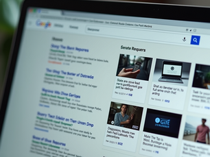 Search results on a computer screen