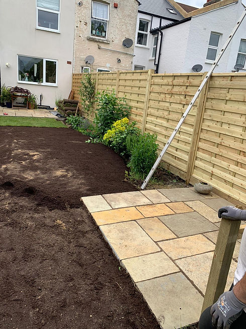 New patio being laid out by Master Fencing