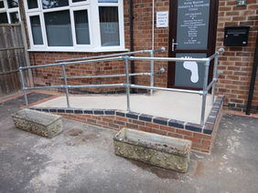 Wheelchair ramp installed in front of business