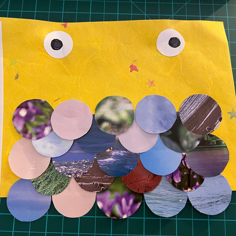 Scales (circles) pasted on the A5 piece of paper