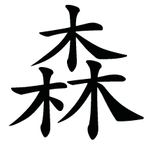Chinese character for Forest, is 3 trees stacked together.
