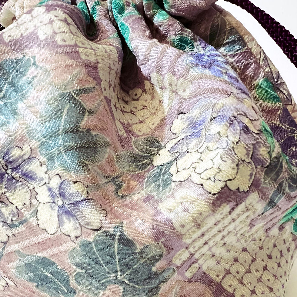 Silk which was woven with patterns and then hand-dyed.