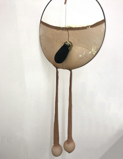 Sculpture 5 - Metal ring, expandable foam and tights.