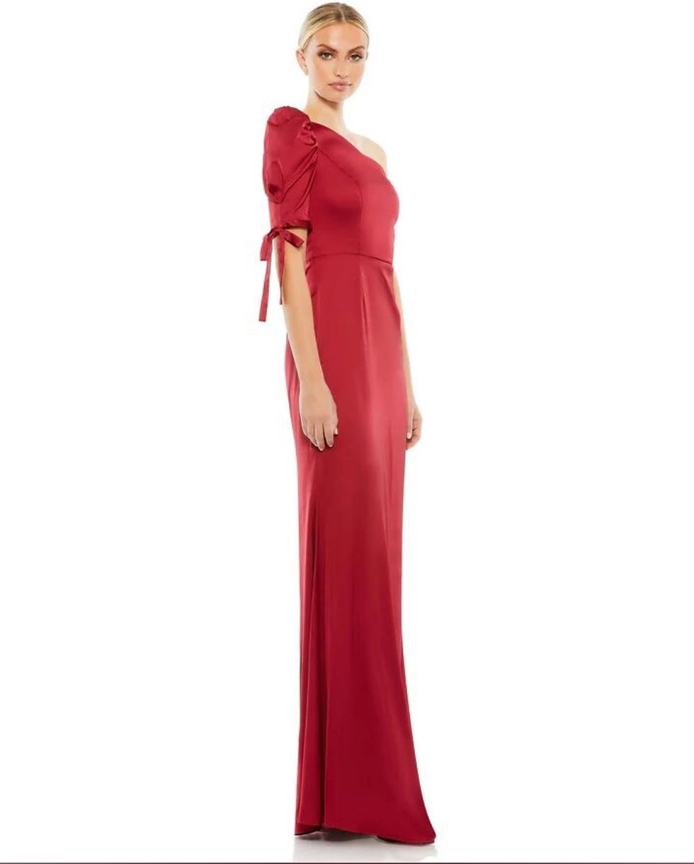 Thumbnail: Puff Sleeve One Shoulder Dress / Size 8