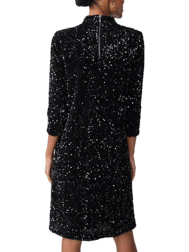 Thumbnail: Black Sequin Shift Dress / Size XS