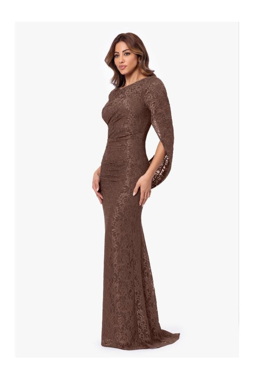 Thumbnail: The Gina Glitter Lace Drape Back Gown / Sizes 4 & 10