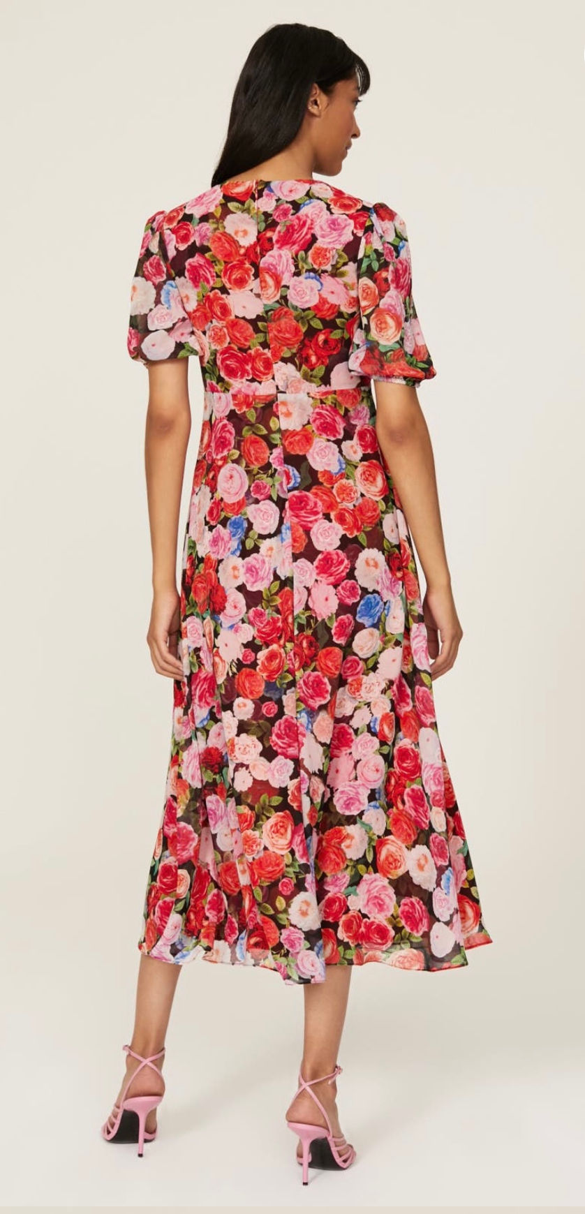 Thumbnail: Floral Puff Sleeve Dress / Size 4 & 6