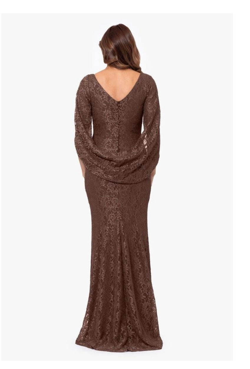 Thumbnail: The Gina Glitter Lace Drape Back Gown / Sizes 4 & 10