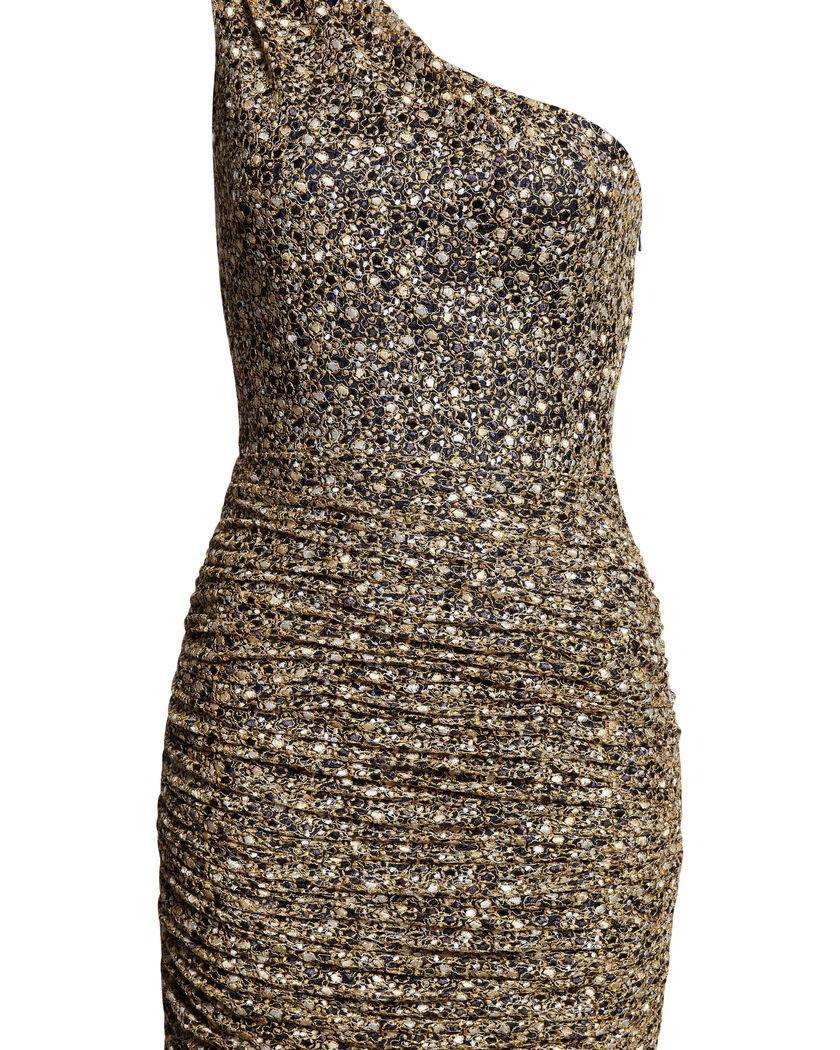 Thumbnail: Mallory Metallic Mesh One-Shoulder Minidress / Sizes 4, 6, 8 & 10