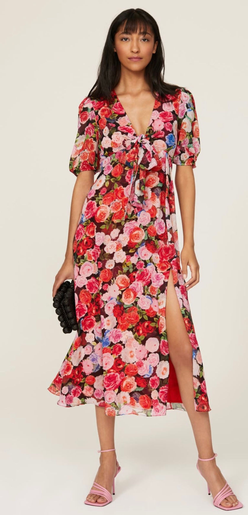 Thumbnail: Floral Puff Sleeve Dress / Size 4 & 6