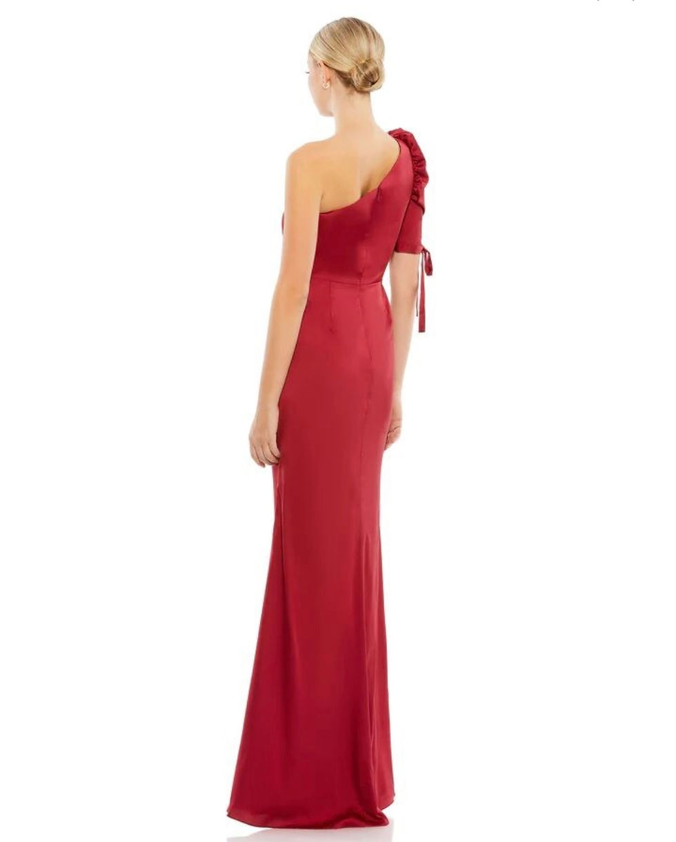Thumbnail: Puff Sleeve One Shoulder Dress / Size 8