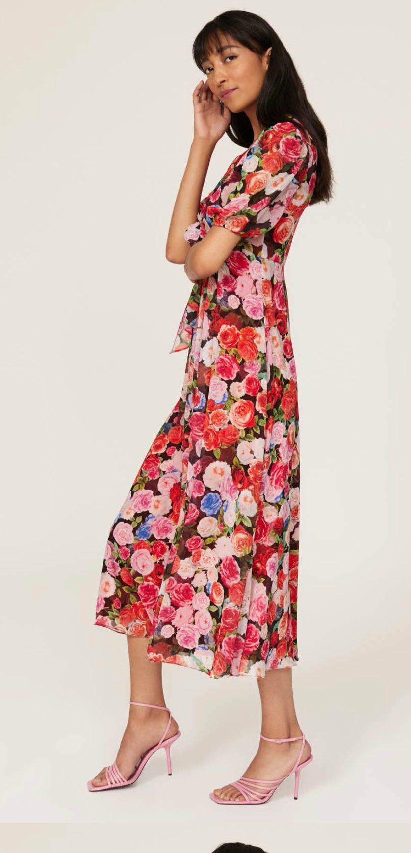 Thumbnail: Floral Puff Sleeve Dress / Size 4 & 6