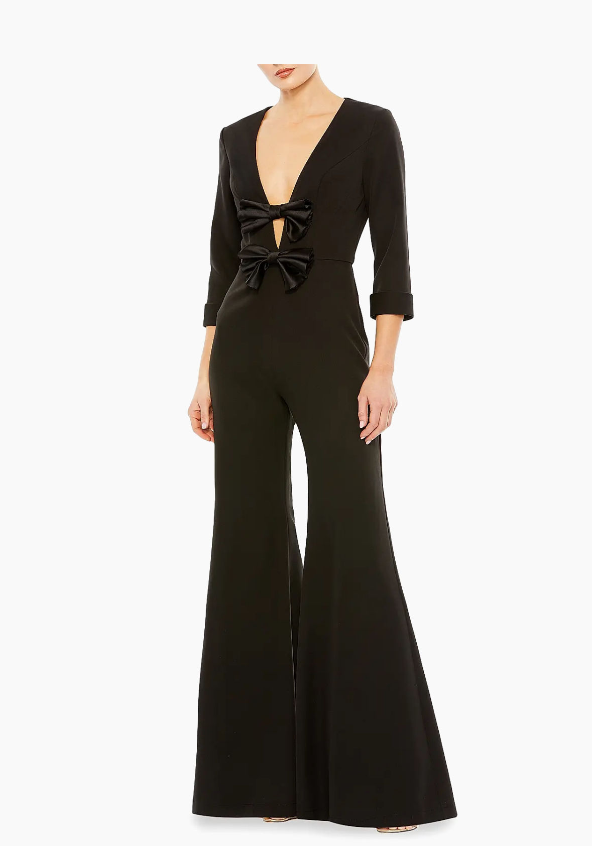 Black Satin Wide Leg Jumpsuit / Size 6