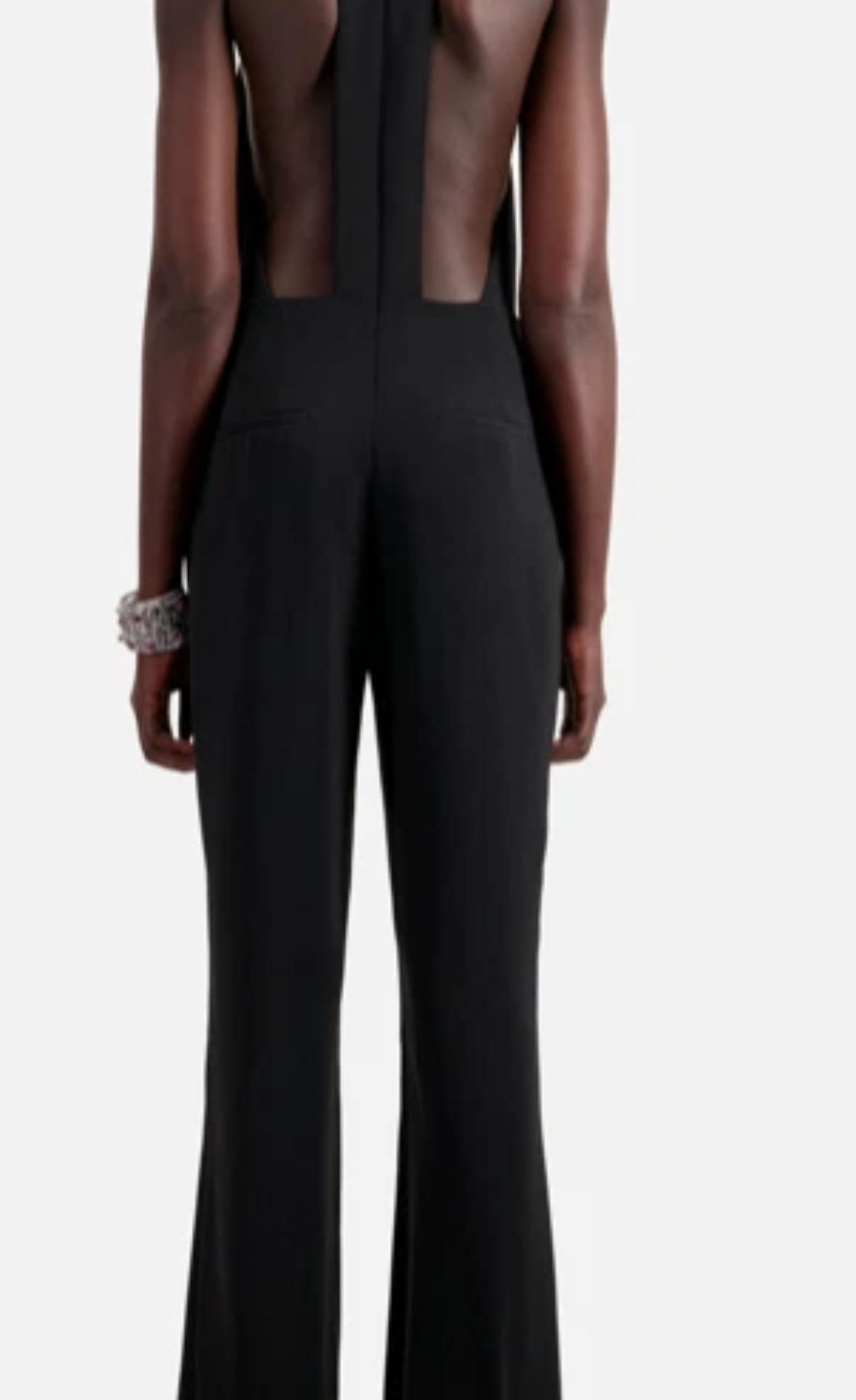 Crepe Jumpsuit with Bare Open Back / Size M