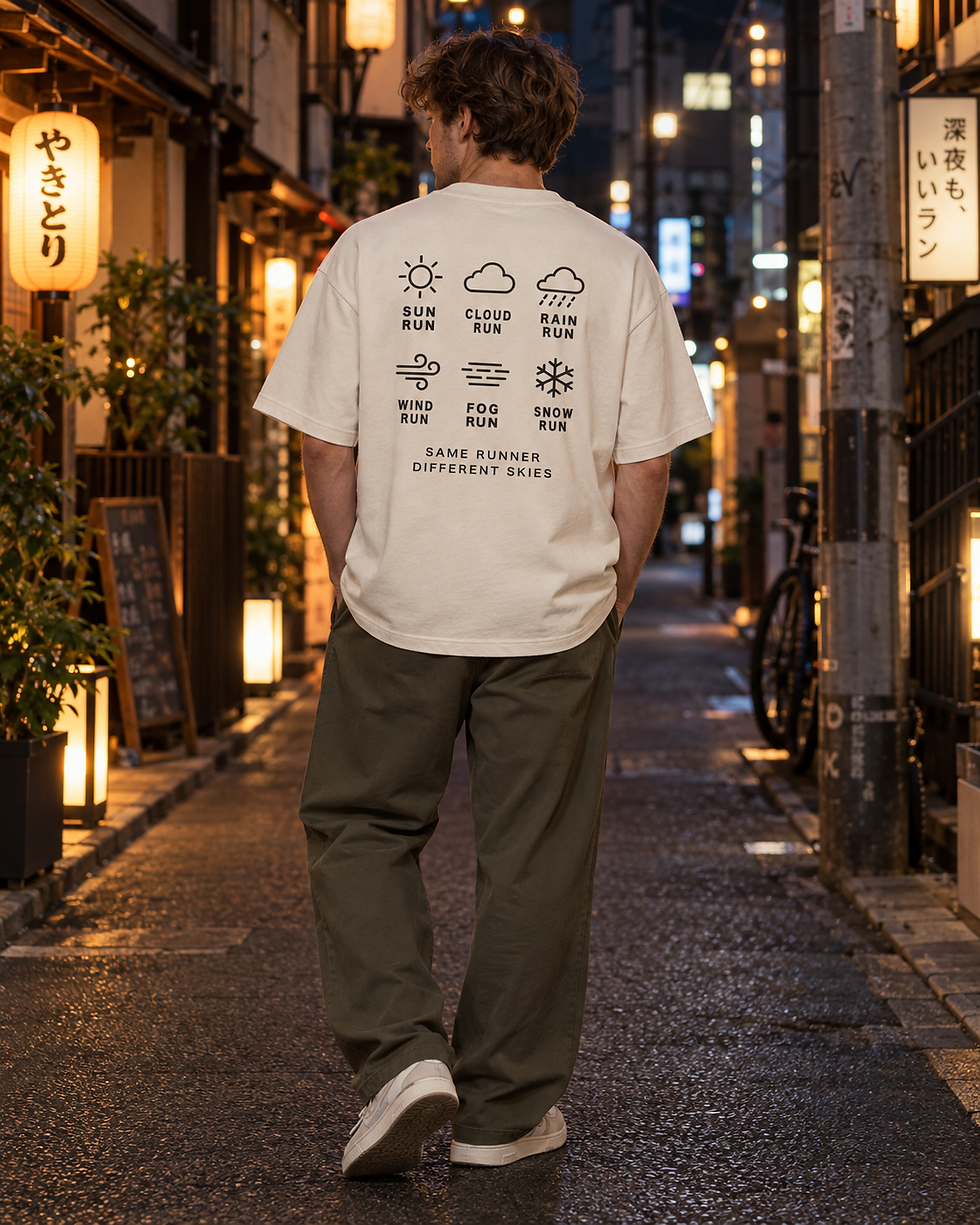 サムネイル： Same Runner Different Skies Unisex T-Shirt – Heavyweight Organic Cotton