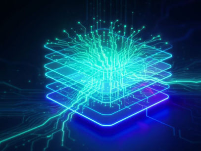 Machine learning banner illustration with futuristic AI design