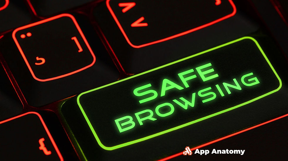 Close-up of a glowing keyboard key labeled "SAFE BROWSING," symbolizing secure internet use with antivirus tools.