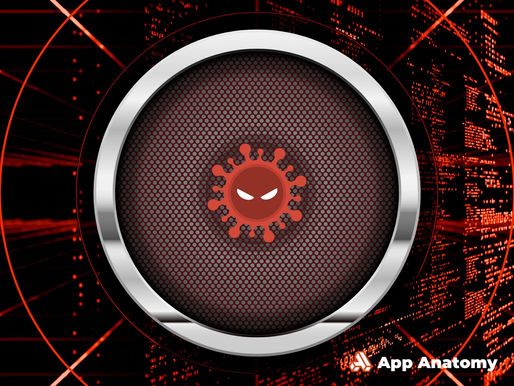 Stylized digital speaker with a virus icon at the center, representing sound-triggered malware against a red, cyber-themed background.