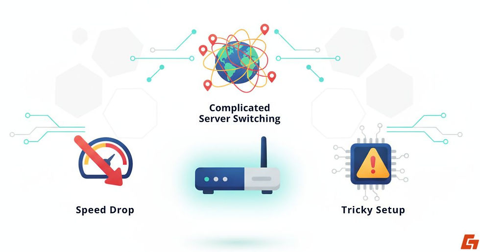 VPN router downsides like speed drop and tricky setup