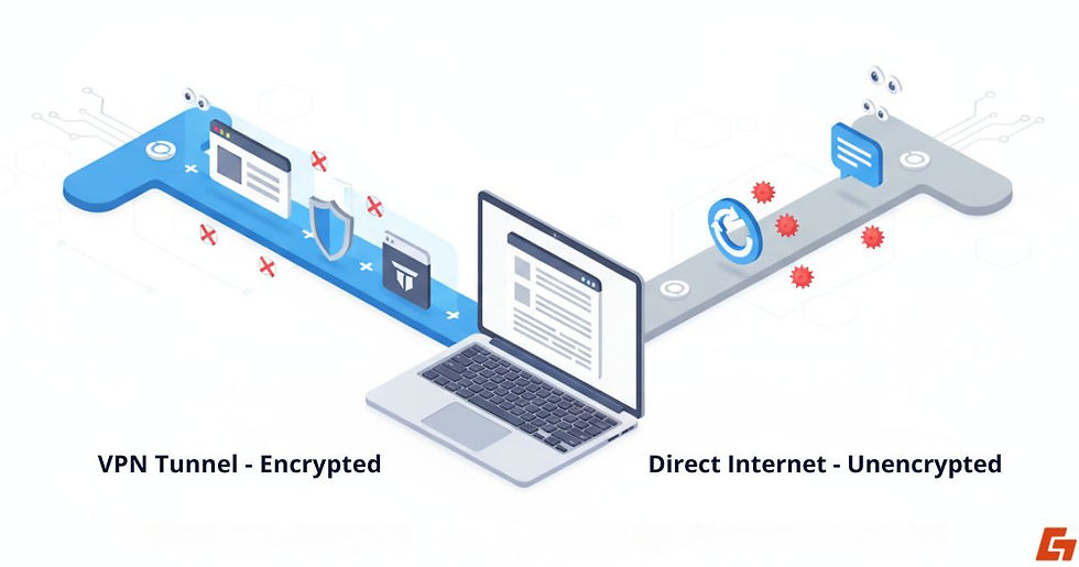 VPN split tunneling with encrypted VPN tunnel vs direct internet