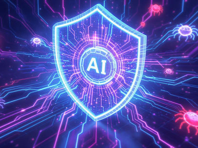 A banner image for an article about the role of AI in cybersecurity.