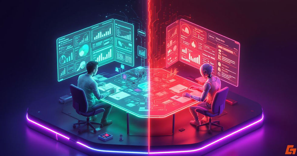 A banner image for an article about the role of AI in the workplace.
