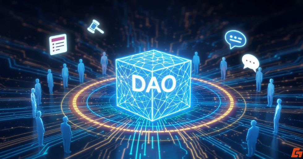 Banner image showing DAO as a futuristic digital cube