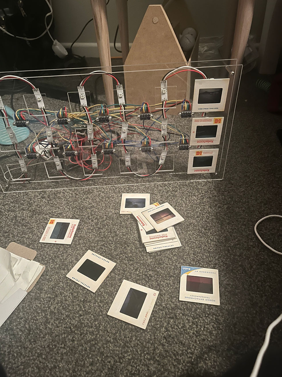 Image of the prototype in progress — adding the slide films!