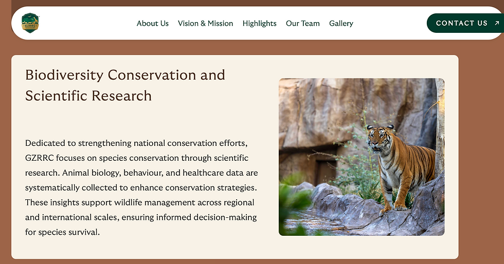 Captura de pantalla del Greens Zoological Rescue and Rehabilitation Centre (GZRRC) de la India.
