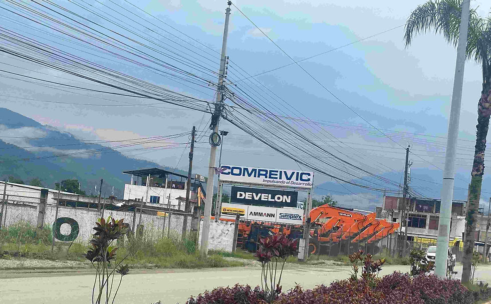 Uno de los concesionarios de excavadoras en Yantzaza, provincia de Zamora Chinchipe. Fotografía por: Franklin Vega
