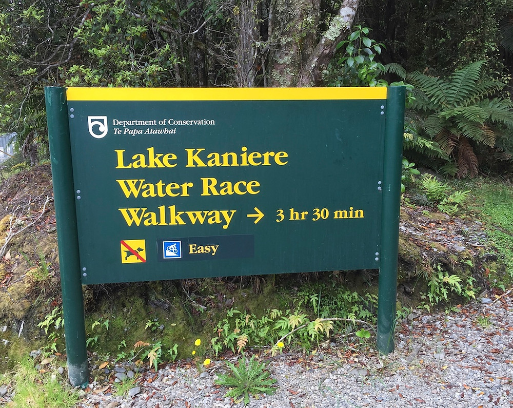 Lake Kaniere Water Race Sign