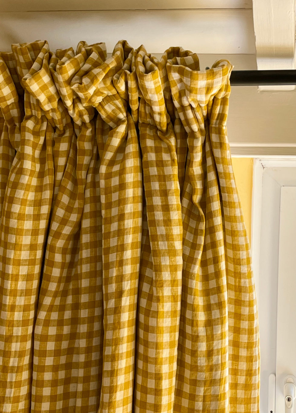 Ruffle top yellow curtains