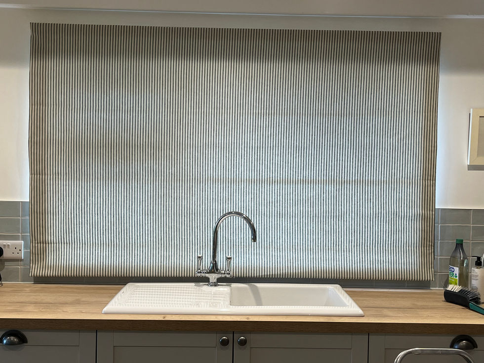 Roman Blind behind a kitchen sink